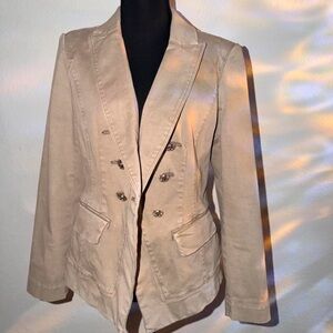 White House Black Market Beige Double-Breasted Blazer